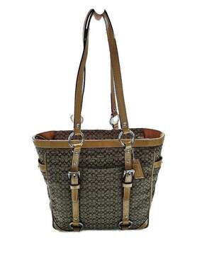 Coach Signature C Canvas and Leather Buckle Tote Bag